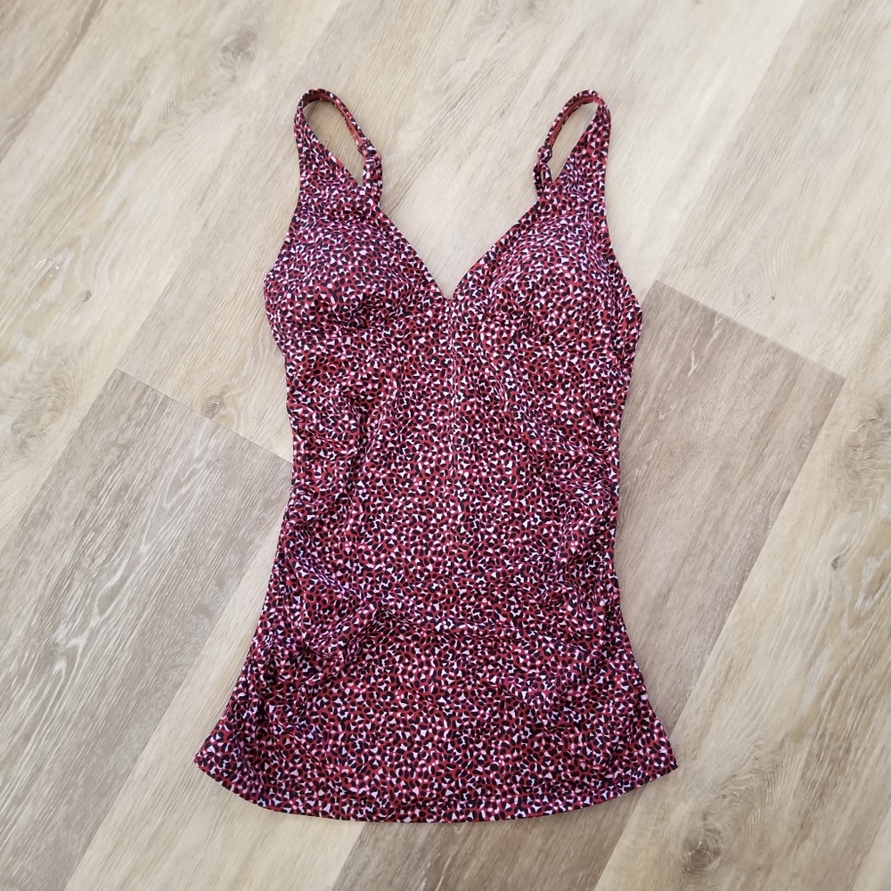 NWT Amazon Essentials Red Printed Tankini Swim Top Size XS